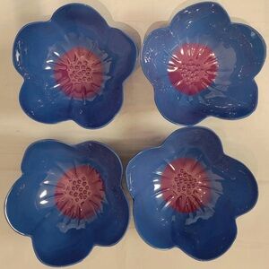 4ct Melamine Flower Shaped Bowls Blue w/ Purple Ice Cream Summer Spritz Spring